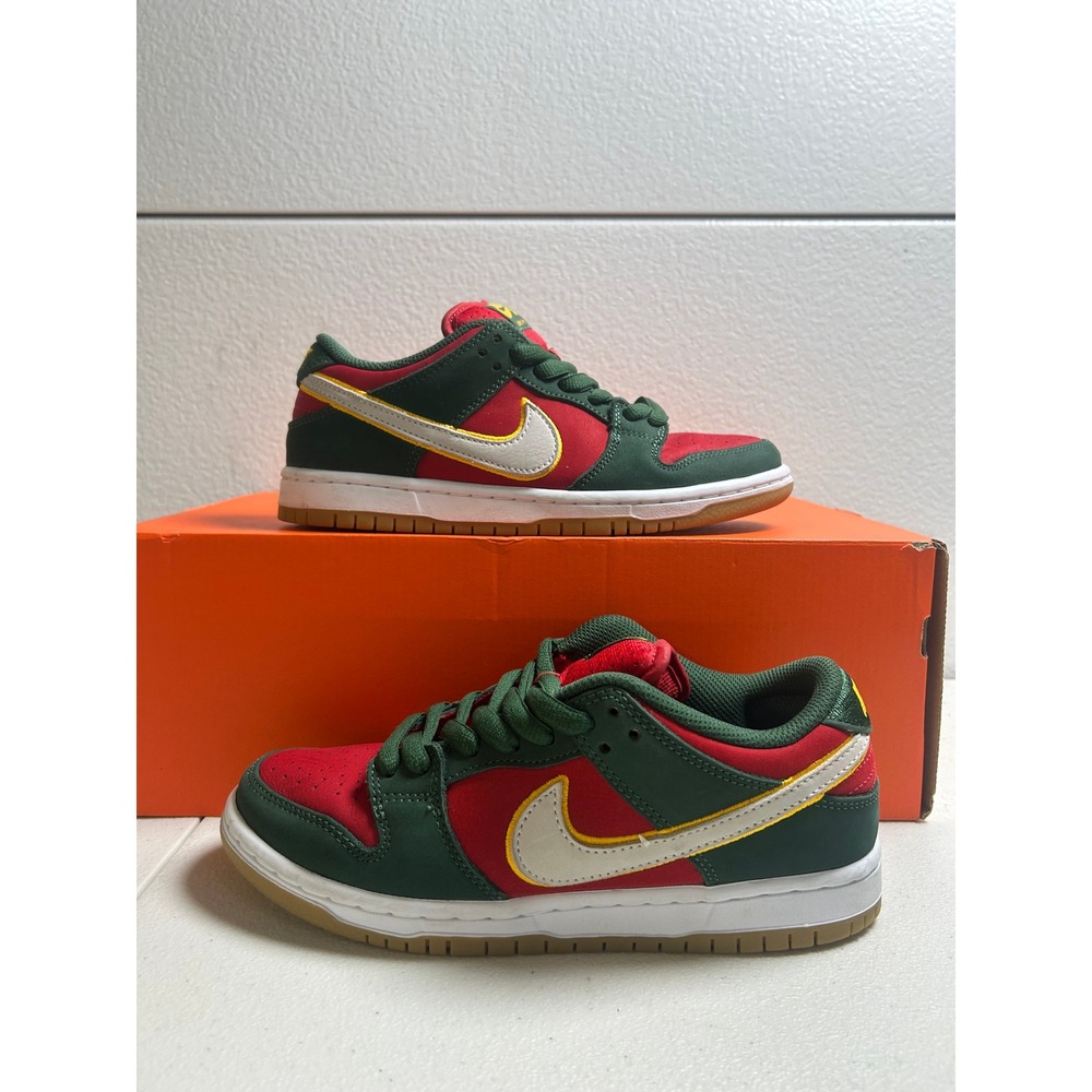 Nike SB Dunk Low Pro Red Green Yellow Gum Sole Sneakers 7w (5.5y) #2793